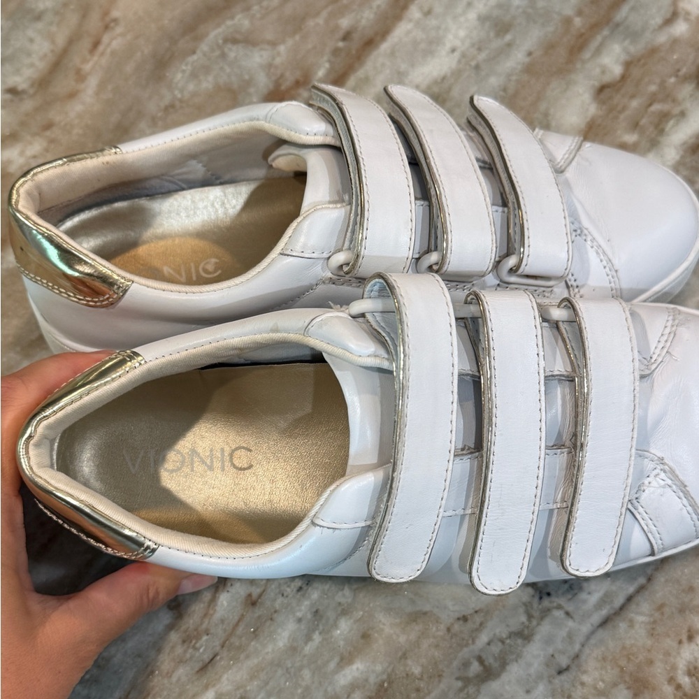 Women’s VIONIC Bobbi white leather Velcro triple strap sneakers- Size 7 - Picture 7 of 8